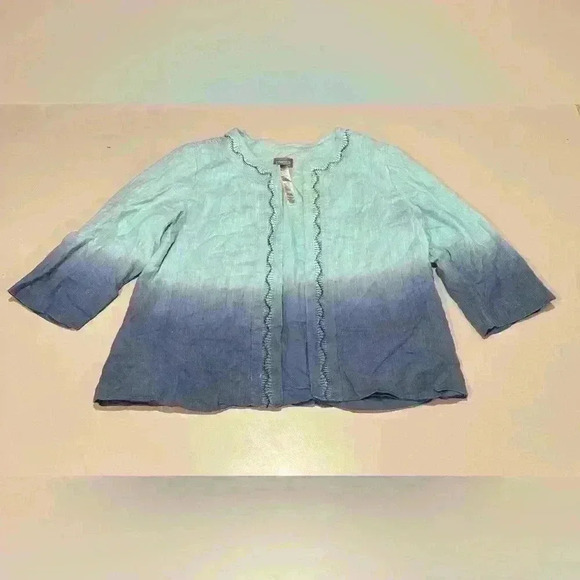 Chico’s Blue Ombré Cotton Jacket Size 16 (Size 3) - Picture 1 of 4